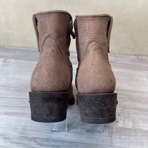 Miss Macie Pedal Pusher Leather Suede Floral Embroidered Ankle Booties Size 7.5 - Picture 6 of 16